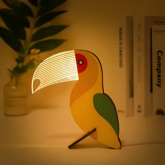 Wooden Table Lamp with Animal Motif Kalsten
